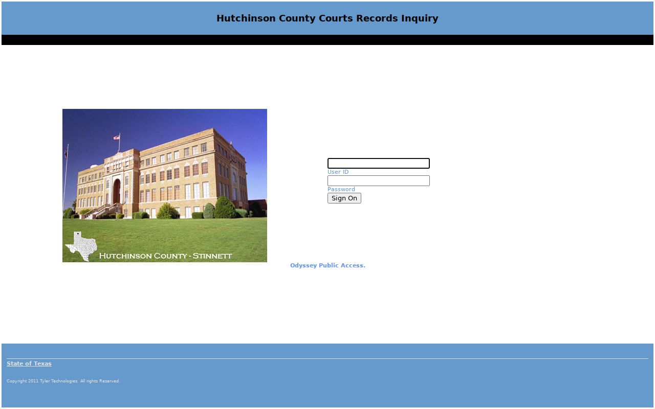 Hutchinson County warrant lookup portal login screen