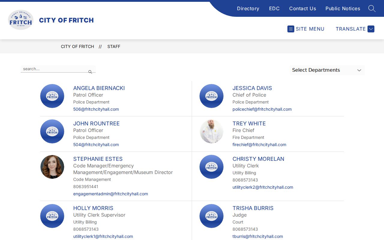 Hutchinson County Fritch warrant police chief contact information